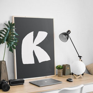K Letter Print, Modern letter Poster, K Monogram, Modern Art Print, Neutral Gender Print, Alphabet Letter Sign, Nursery Print, Home decor