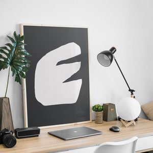 E Letter Print, Modern letter Poster, E Monogram, Modern Art Print, Neutral Gender Print, Alphabet Letter Sign, Nursery Print, Home decor