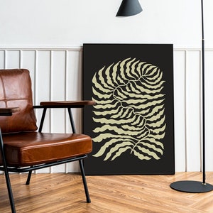 Minimalist Botanical Art, Organic Shapes, Large Abstract Print, Digital Download Abstract Botanical, Neutral Botanical Beige Black Wall Art