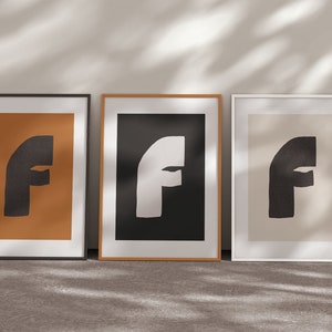 F Letter Print, Modern letter Poster, F Monogram, Modern Art Print, Neutral Gender Print, Alphabet Letter Sign, Nursery Print, Home decor