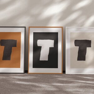 T Letter Print, Modern letter Poster, T Monogram, Modern Art Print, Neutral Gender Print, Alphabet Letter Sign, Nursery Print, Home decor