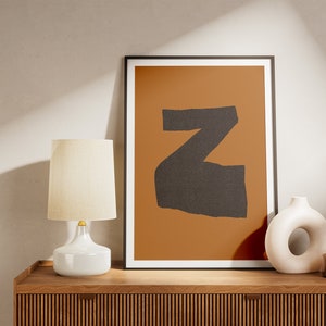 Z Letter Print, Modern letter Poster, Z Monogram, Modern Art Print, Neutral Gender Print, Alphabet Letter Sign, Nursery Print, Home decor