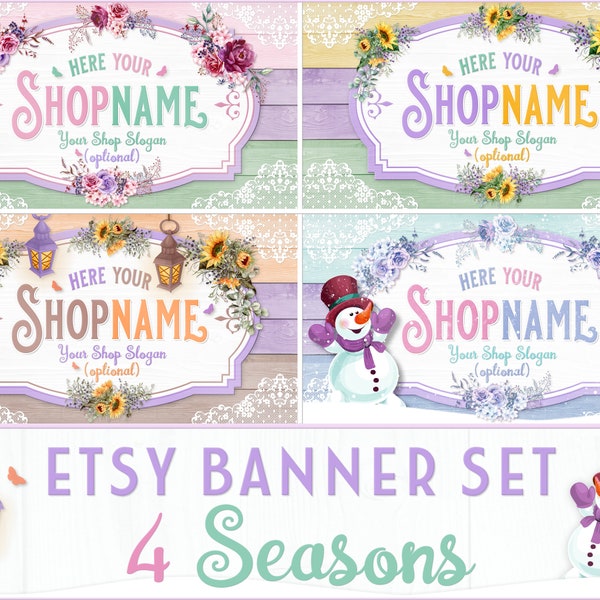 Etsy Shop Banner Set „4 Seasons“ | Premade Etsy Branding Kit | Spring | Summer | Autumn | Winter