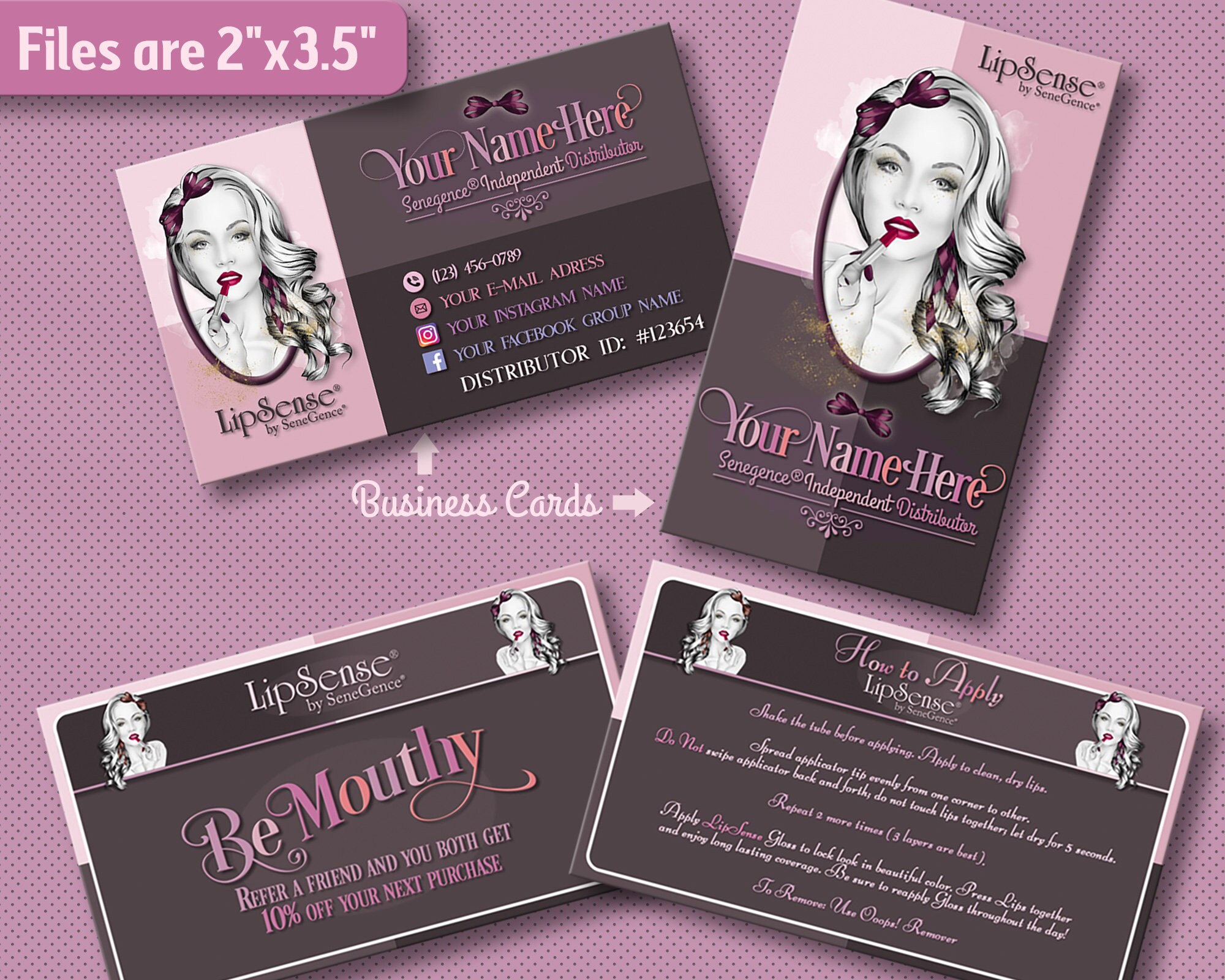 Printable Lipsense Business Cards Bundle, Senegence Marketing Bundle ...
