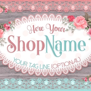 Etsy Shop Banner Set, Etsy Shop Banner, Etsy Cover Photo, Etsy Cover Photo, Etsy Banner, Facebook, Etsy Shop Icon, Rustic, Flowers,Lace Wood
