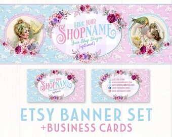 Vintage Kinder Baby Etsy Shop Banner Set | Passende Visitenkarten | Vintage Baby Etsy Shop Banner Set | Facebook Banner