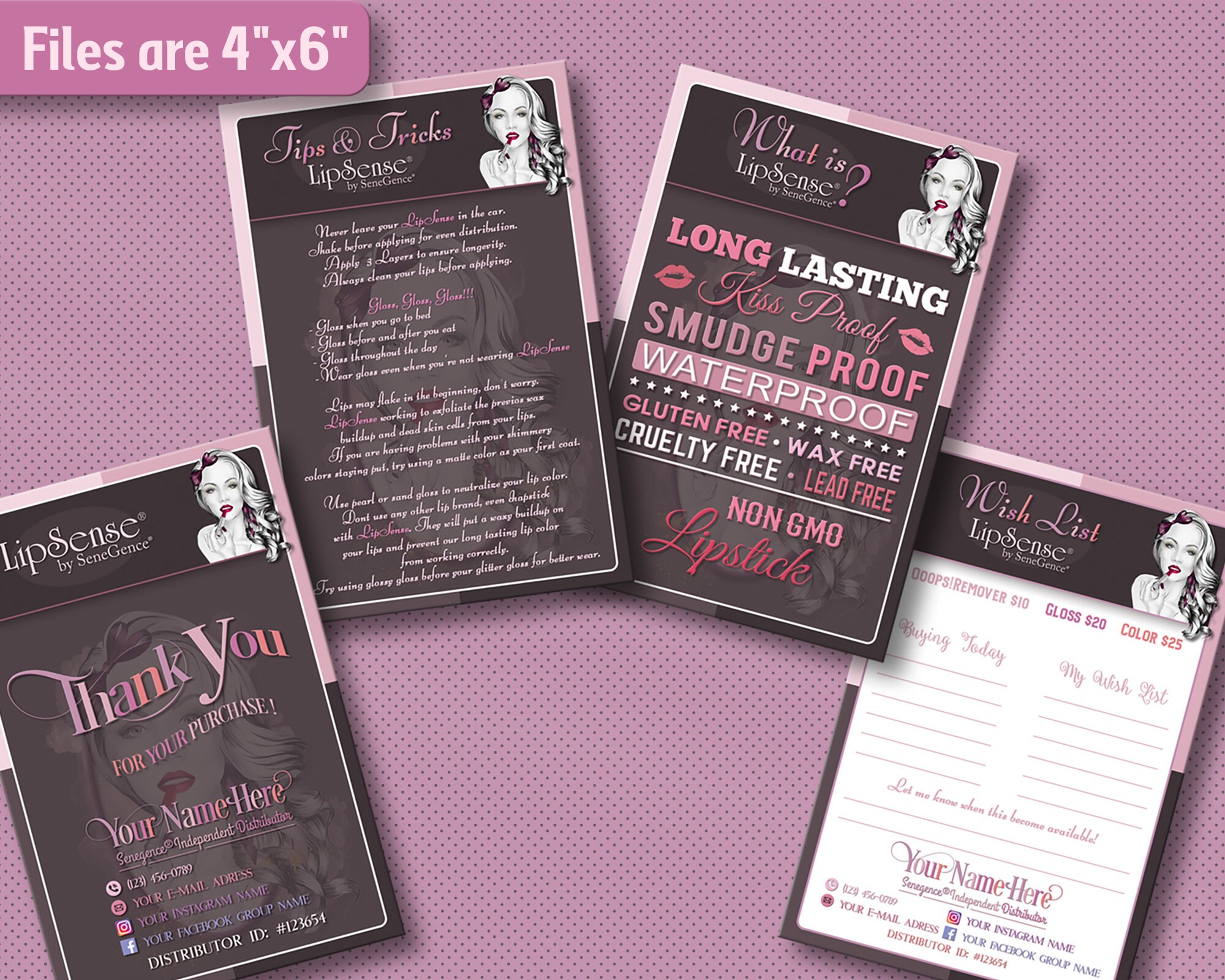 Printable Lipsense Business Cards Bundle, Senegence Marketing Bundle ...