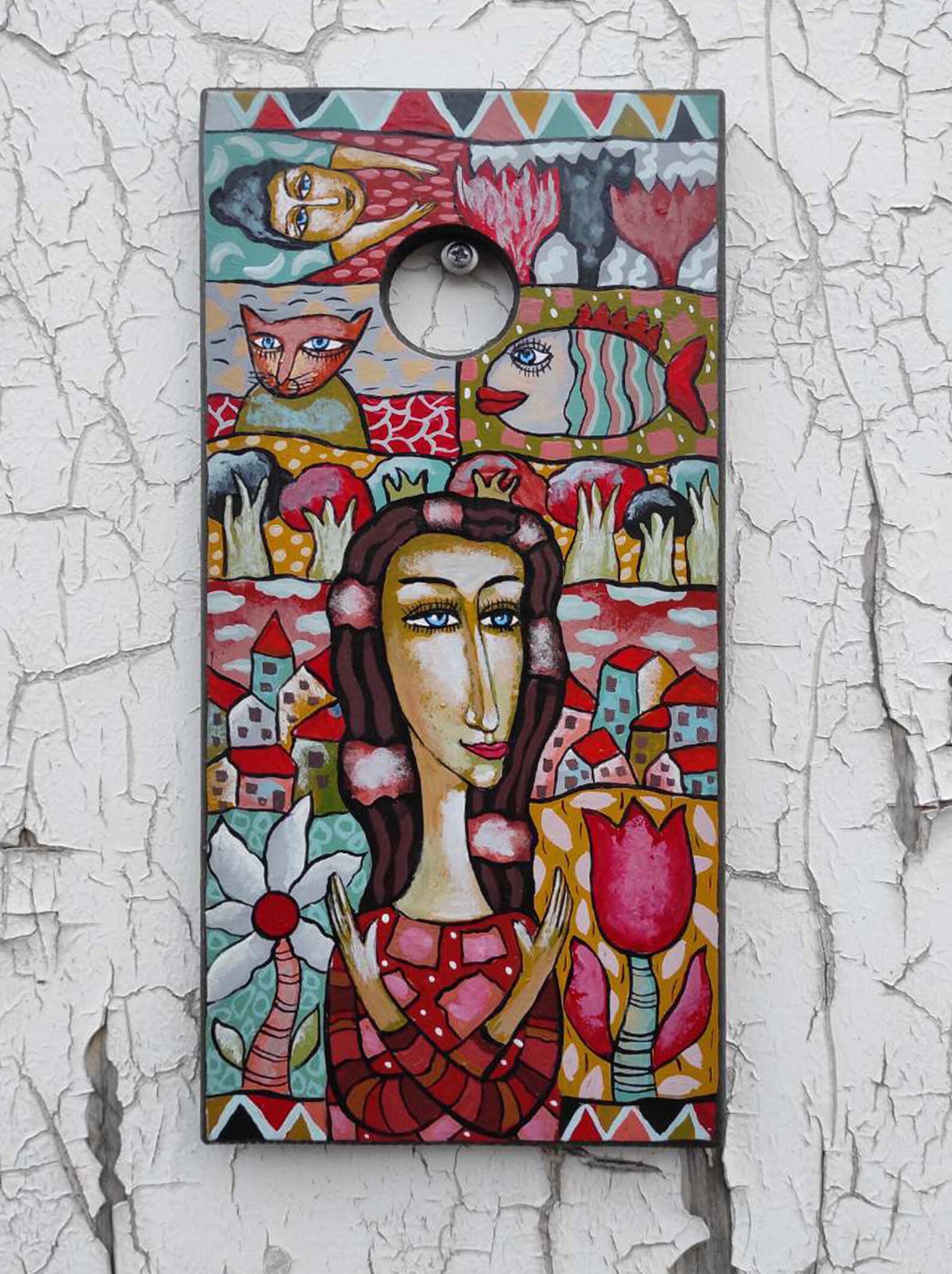 Hand Painted Cutting Board Collage on Cutting Board Painting Etsy