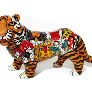 Tiger figurine - ceramic sculpture, Custom Tiger figurine, tiger clay figurine, tiger souvenir gift, animals figurines from ceramic