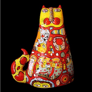 Ceramic Cat Sculpture, Clay Cat, Custom cat Sculpture, large ceramic cat, Cat Memorial, Collectible Shelf Figures, ceramic animal figurines