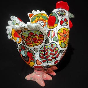 Ceramic sculpture &quot;Chicken&quot; bird, gifts for bird lovers,  bird figurine, best gift idea, colorful birds, bright bird, parrot, hoopoe, beaut