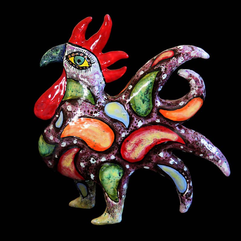 Rooster Ceramic Sculpture Gift for Lovers Bird Rooster Etsy