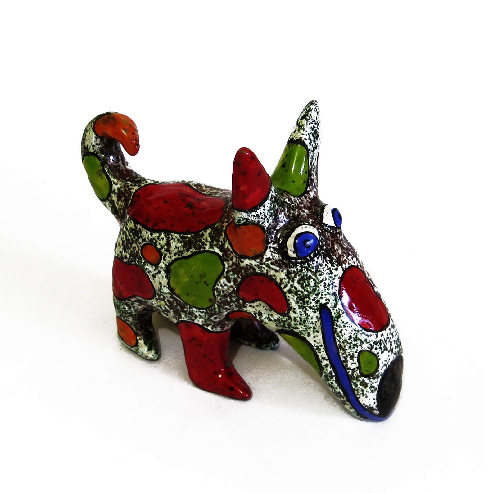 Dog Ceramic Figurine, Miniature Dog Art Ceramic Sculpture, Pottery Dog