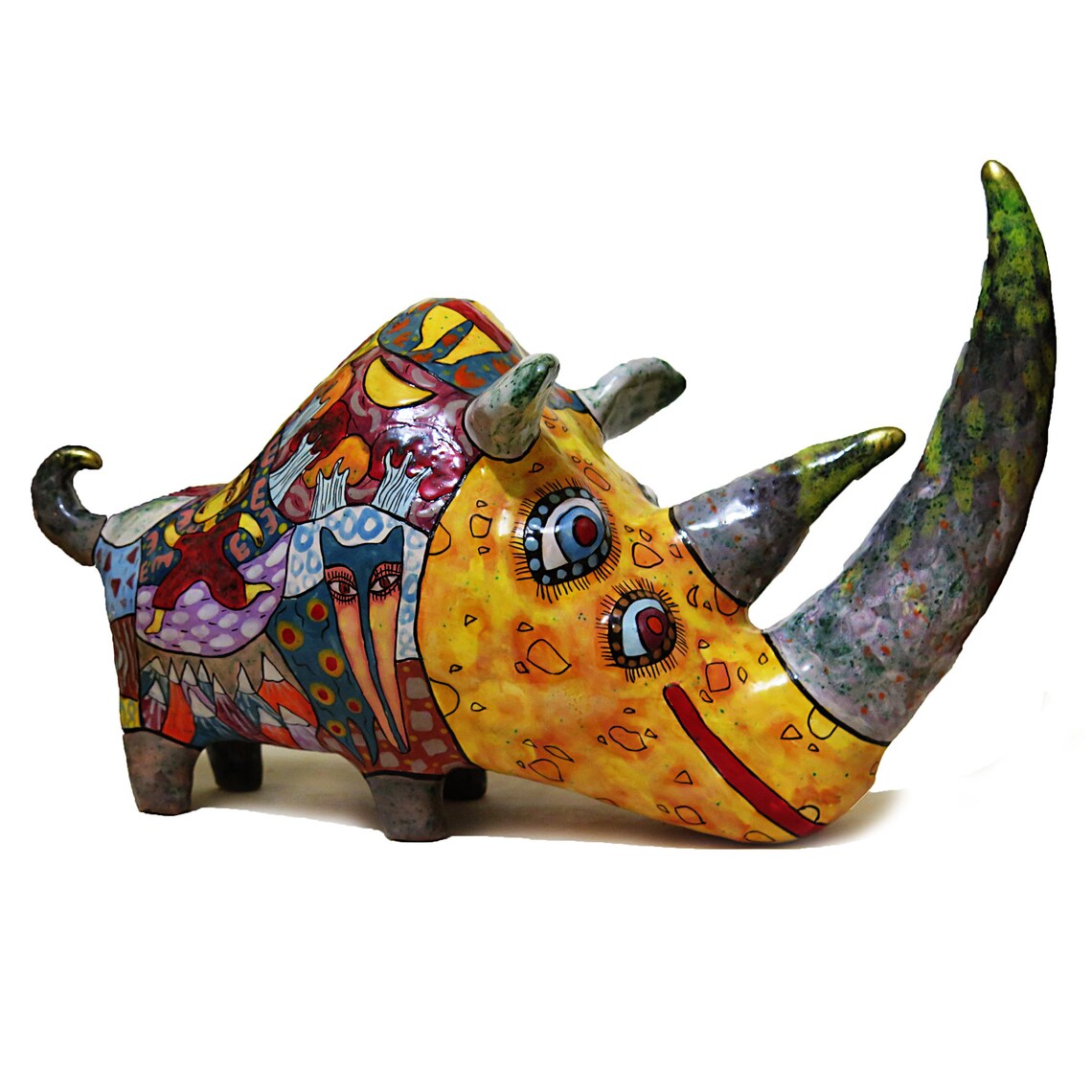 Ceramic Sculpture Foureyed Rhino Ceramic Figurines Animals Etsy