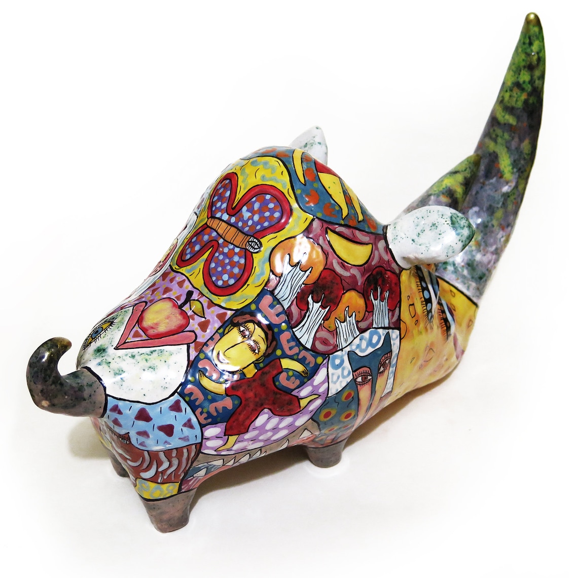 Ceramic Sculpture Foureyed Rhino Ceramic Figurines Animals Etsy