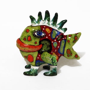 Ceramic sculpture fish, colorful small fish, Exotic fish, fishing gifts for men, valentines day gift for him unique