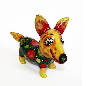 Dog Corgi Ceramic figurine, Miniature Dog art ceramic sculpture, pottery dog, ceramic dog, dog figurine, dog lover Gift
