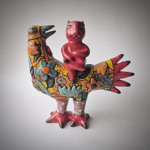 Ceramic sculpture &quot;Bird of happiness and its furry friend&quot;, ceramics, majolica, clay, cat, bird, gift, artgift