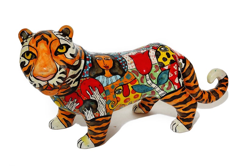 Tiger Figurine Ceramic Sculpture Custom Tiger Figurine Etsy