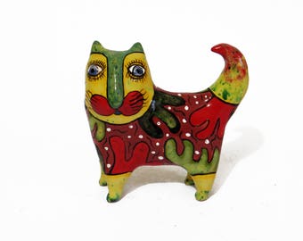 Cat art ceramic figurine sculpture, miniature cat, cats gift, cat lover Gift,  customized pets figurines and sculptures with hand painted
