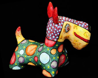 Pet Dog Ceramic Sculpture Scotch terrier, custom pet dog sculpture, unique gifts for valentines day