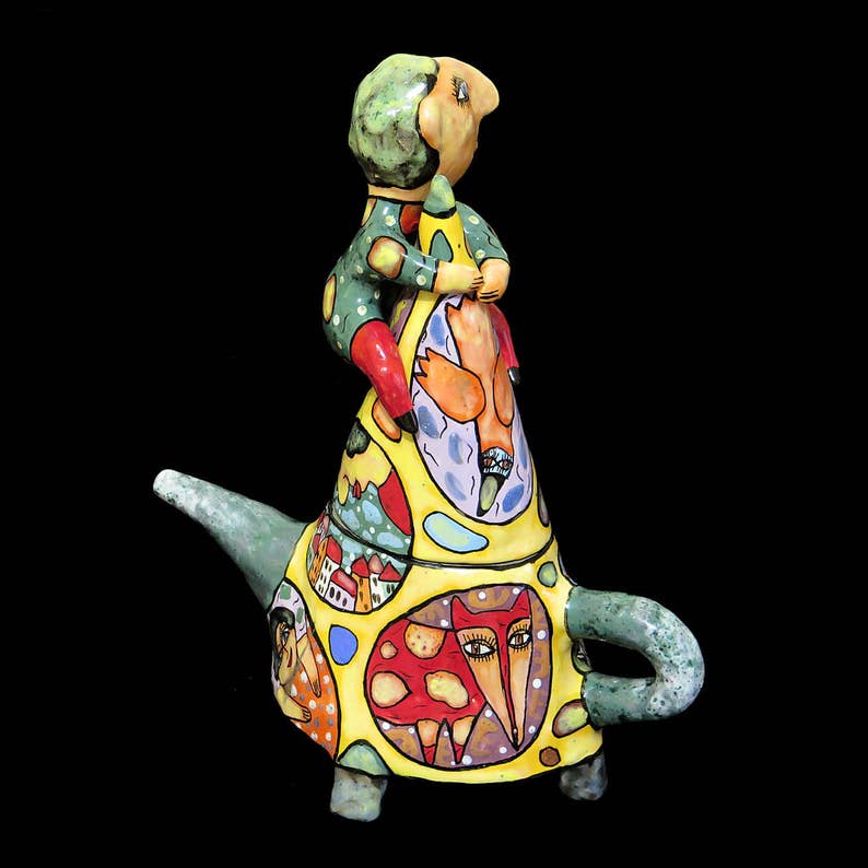 Ceramic Teapot Glaze Painting Kitchen Decor Teapot With Etsy