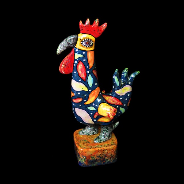 Hahn Keramikstatuette, Hahnfigurine, Geschenke für Vogelliebhaber, Hahnfigurine, Vogelfigurine, beste Geschenkidee, großer Hahn, Hahn
