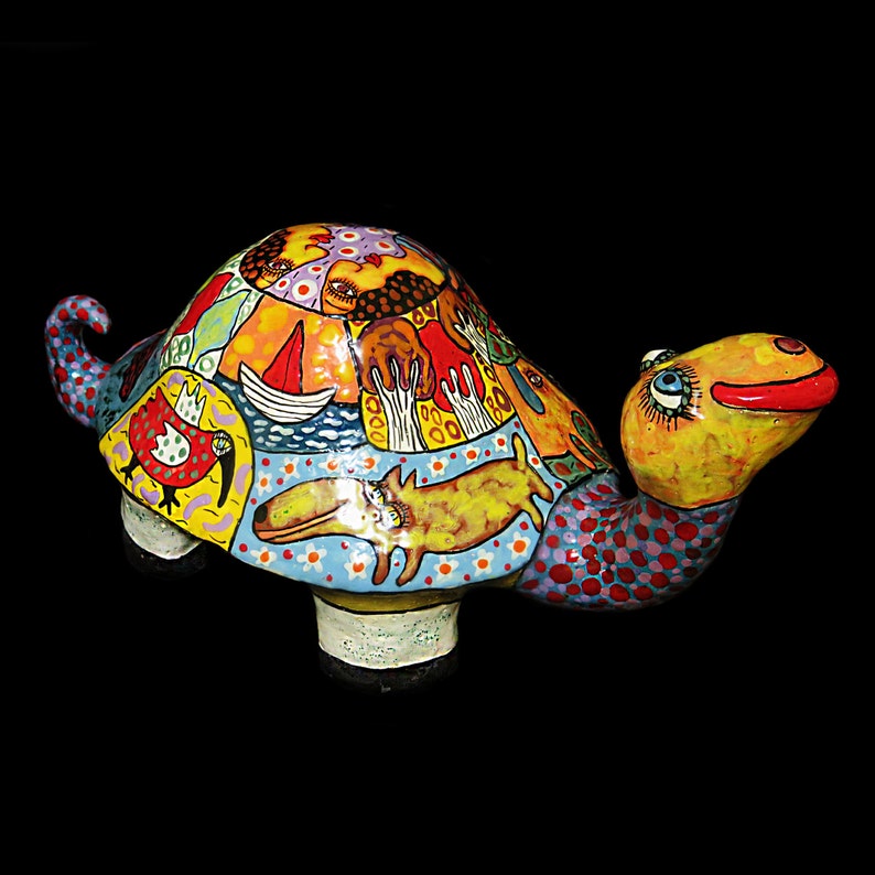 Big Turtle Turtle Turtle of Clay Turtle Figurine Ceramic Etsy