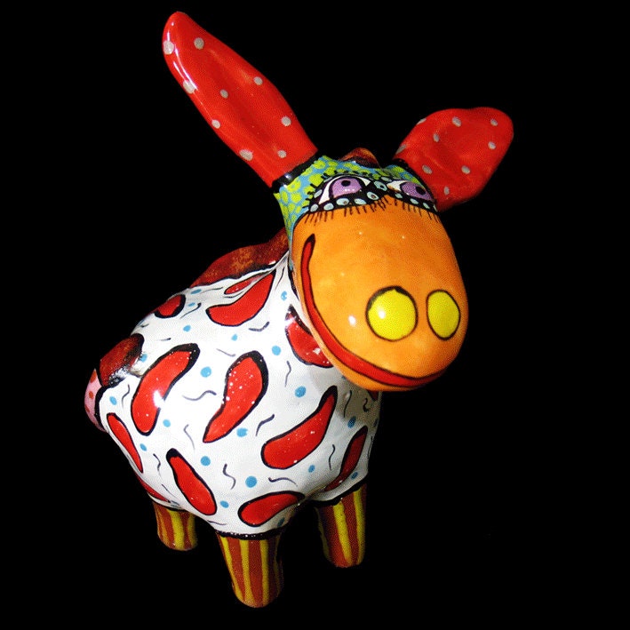 Donkey Figurine Ceramic Art, Donkey Little Statuette, Miniature Donkey