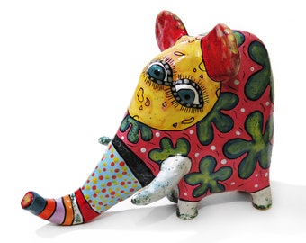 Ceramic Elephant Figurine, art Elephant, Ceramic figurines,  African animals figurines from ceramic with hand-painted