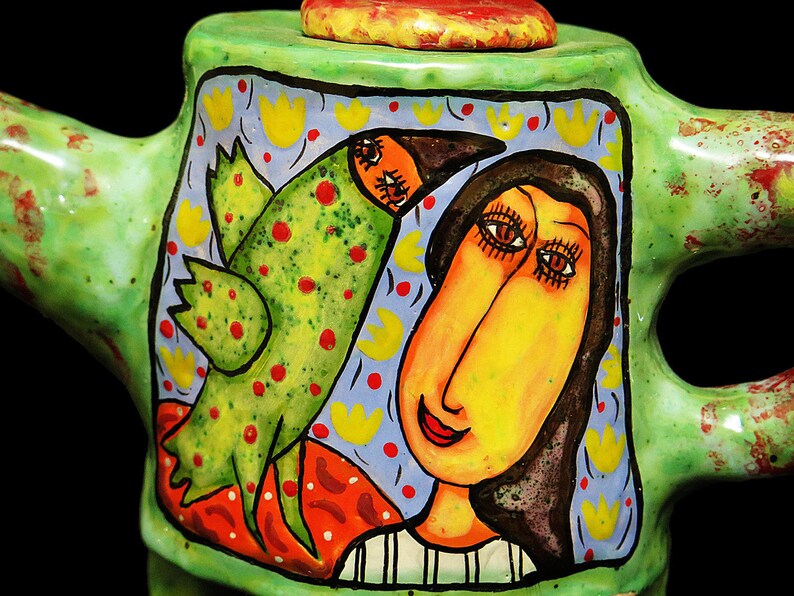 Ceramic Teapot Kitchen Decor, Glaze Painting, Teapot With Decor