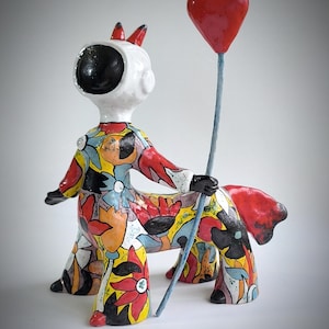 Ceramic sculpture &quot;Star Wanderer&quot;, ceramics, sculpture, space, aliens, heart, flowers, gift