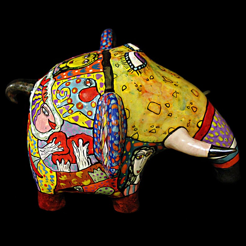 Elephant Figurine Ceramic Elephant Clay Elephant Ceramic Etsy