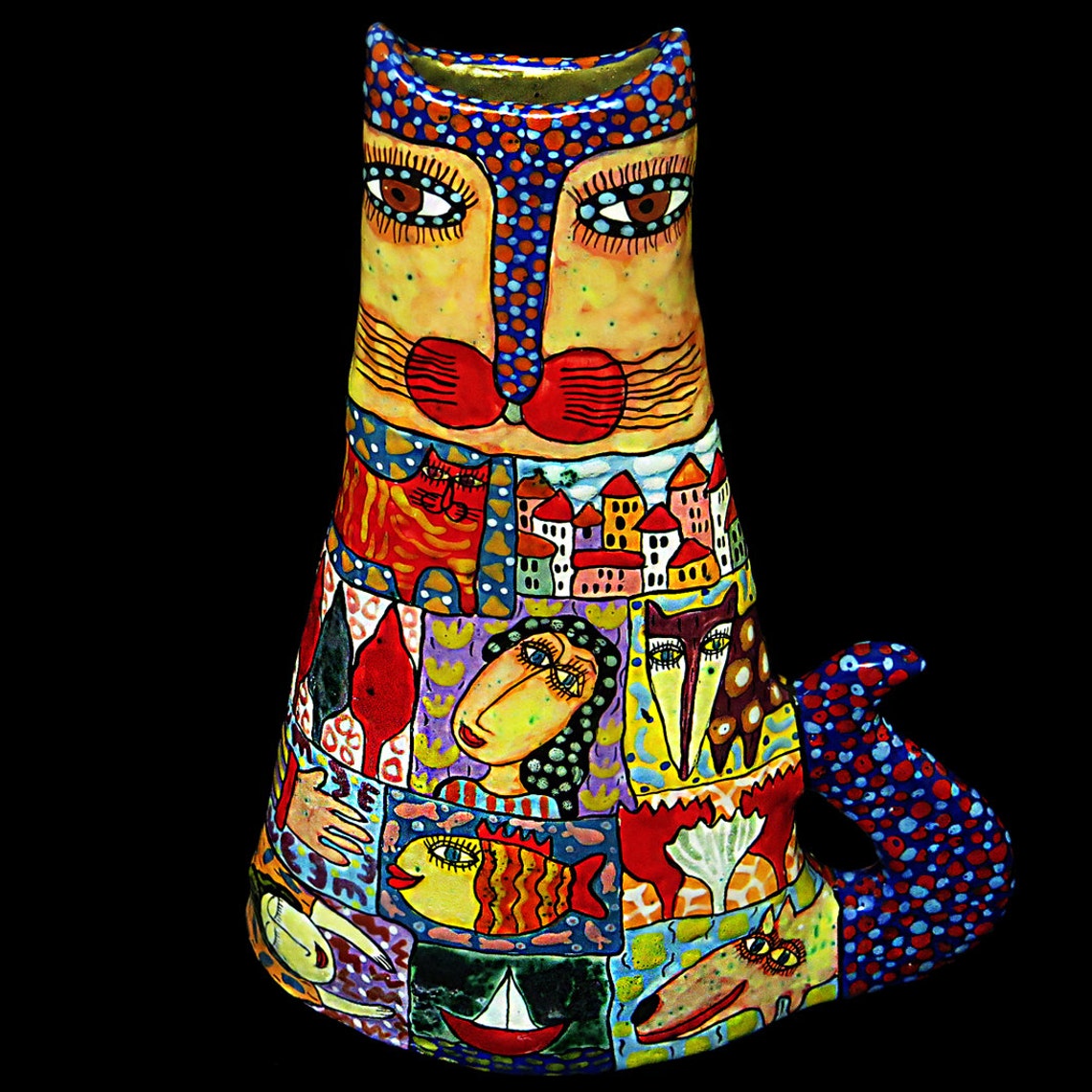Cat Vase Vase Cat Vase in the Form of a Cat Cat Sculpture Etsy