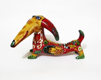 Pet Sausage Dog sculpture, Sausage Dog Birthday gift, Sausage Dog Art, majolica, best valentine&#39;s day gifts woman
