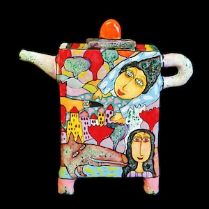Ceramic teapot, teapot with decor, painted teapot, coffeepot ceramic, coffee pot, cafetiere, teapot a decorated, gift for an anniversary