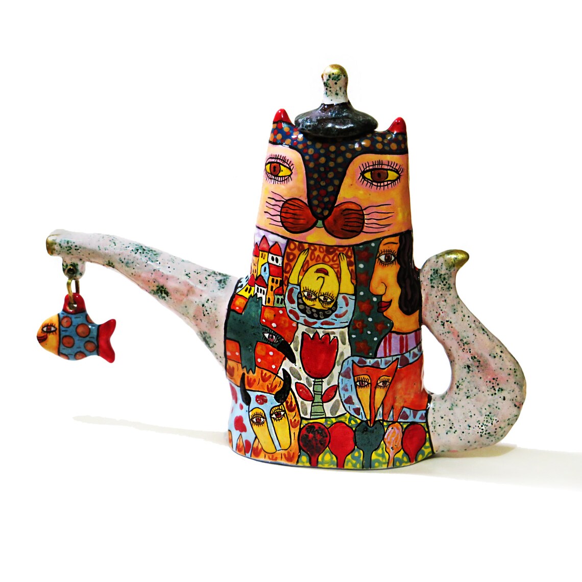 Kettle Cat, Teapot Cat, Teapot With Decor, Cat Kettle, Coffee Pot