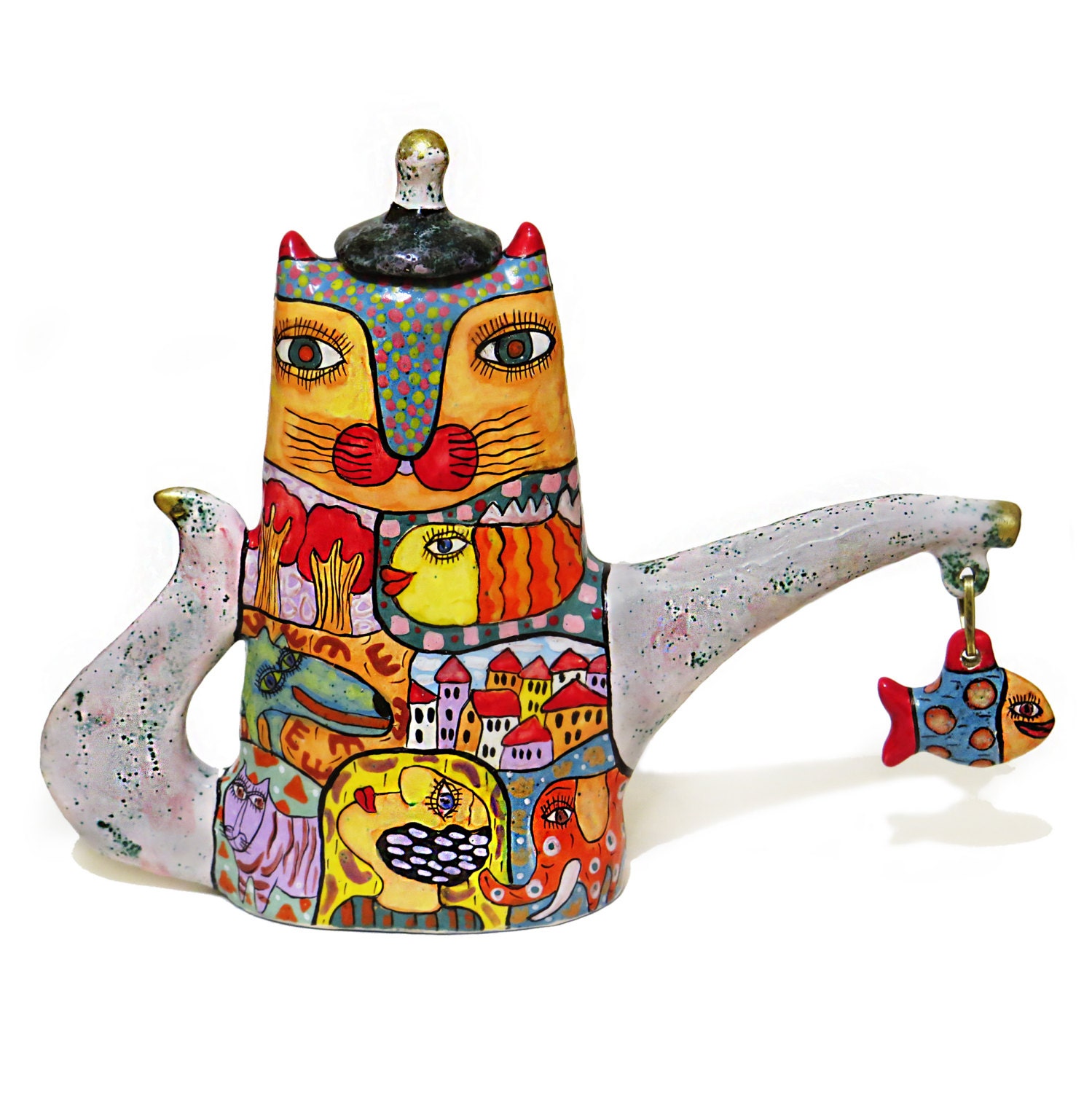 Kettle Cat, Teapot Cat, Teapot With Decor, Cat Kettle, Coffee Pot