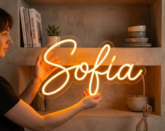 Letrero de neón LED personalizado, letrero de neón con nombre, letrero con nombre familiar, regalo perfecto de letrero de neón para ella, letrero de neón, letrero de neón con nombre infantil, letrero de neón para decoración de habitaciones