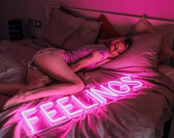 Pink Feelings Wall Decor, Custom LED Neon Sign, Handmade Light Sign