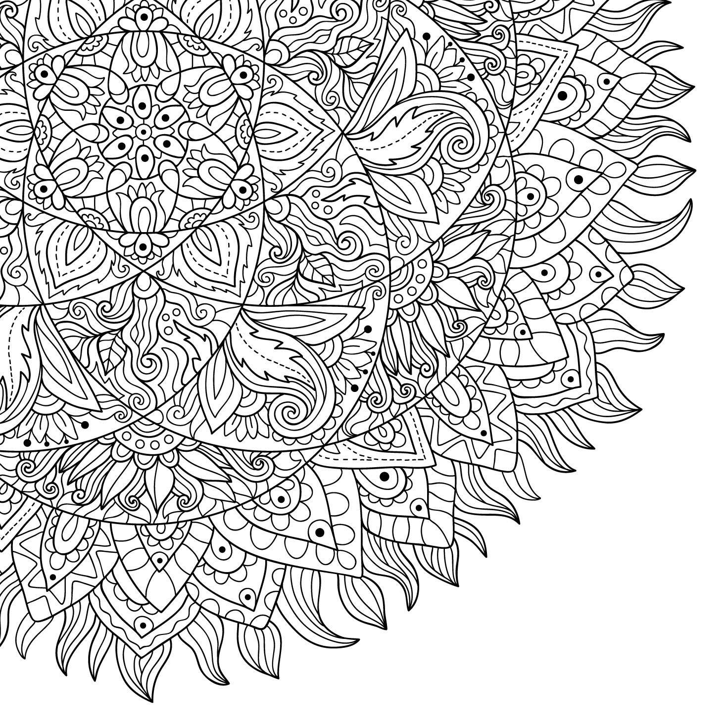 Adult Coloring Page: Mandala. Doodle Art, DIY Coloring Poster ...