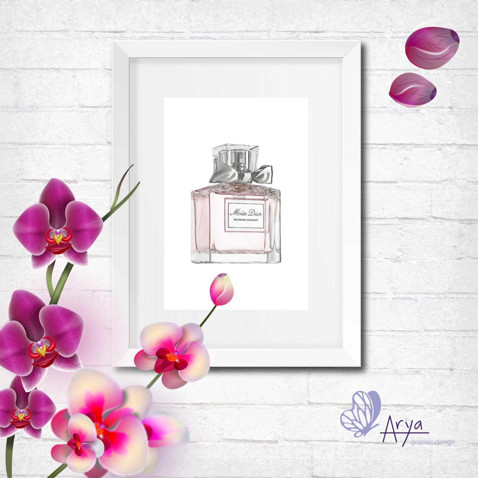 Miss Dior Perfume Bottle Fashion Illustration DIY Printable Etsy