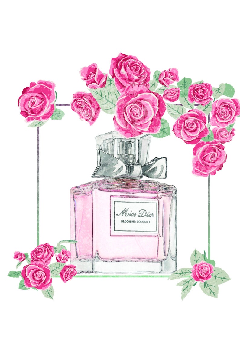 Miss Dior Perfume Bottle Fashion Illustration DIY printable | Etsy