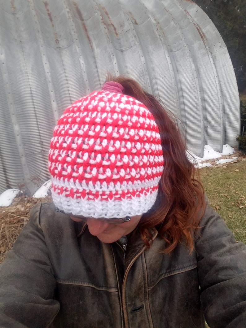 Gifts for her Hiking Skater Style Skiiing Messy Bun Hat Winter Wear Pony Tail Beanie Trailriding Snowboarding Hat Valentines Day