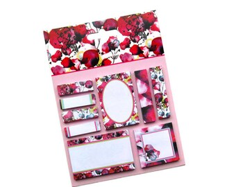 Floral sticky notes, sticky notes, page flags, page markers, planner flags, planner accessories, planner supplies, floral sticky notes