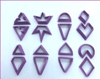 Polymer clay shape cutters (Paired Ear Rings) precious metal, ceramic clay cutters, Gilly cutters