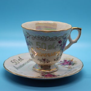 Norleans Vintage Teacup - 50th Anniversary Iridescent Tea Cup - Made in Japan