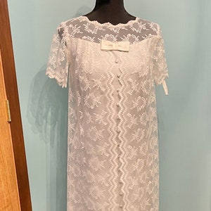 1960’s Vintage Wedding Gown White Lace Empire Waist