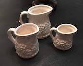 Three Vintage White Ironstone Measuring Cups