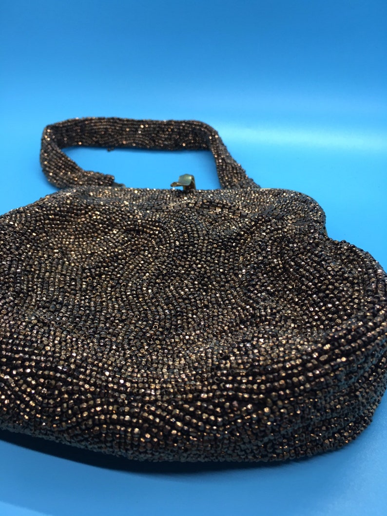 Vintage Beaded Purse Copper Beaded K&G Paris Charlet Bag New | Etsy